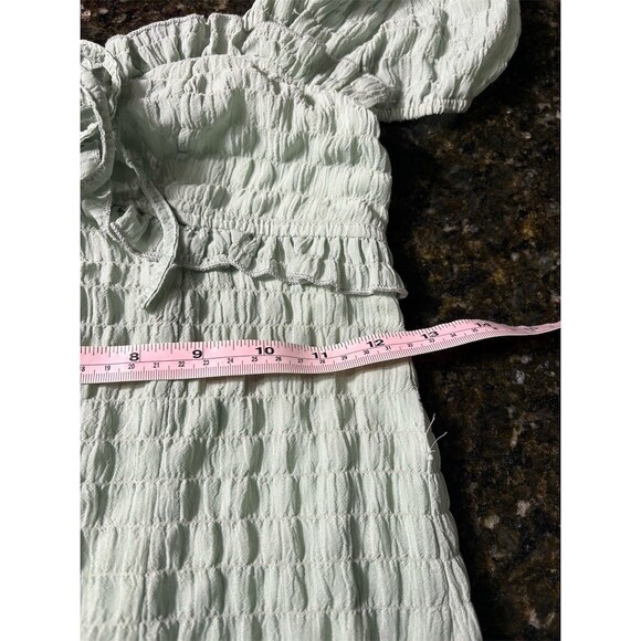 Lulus Mini Dress Womens XS Sage Green Smocked Puff Sleeve Sweetheart Babydoll - Picture 8 of 10